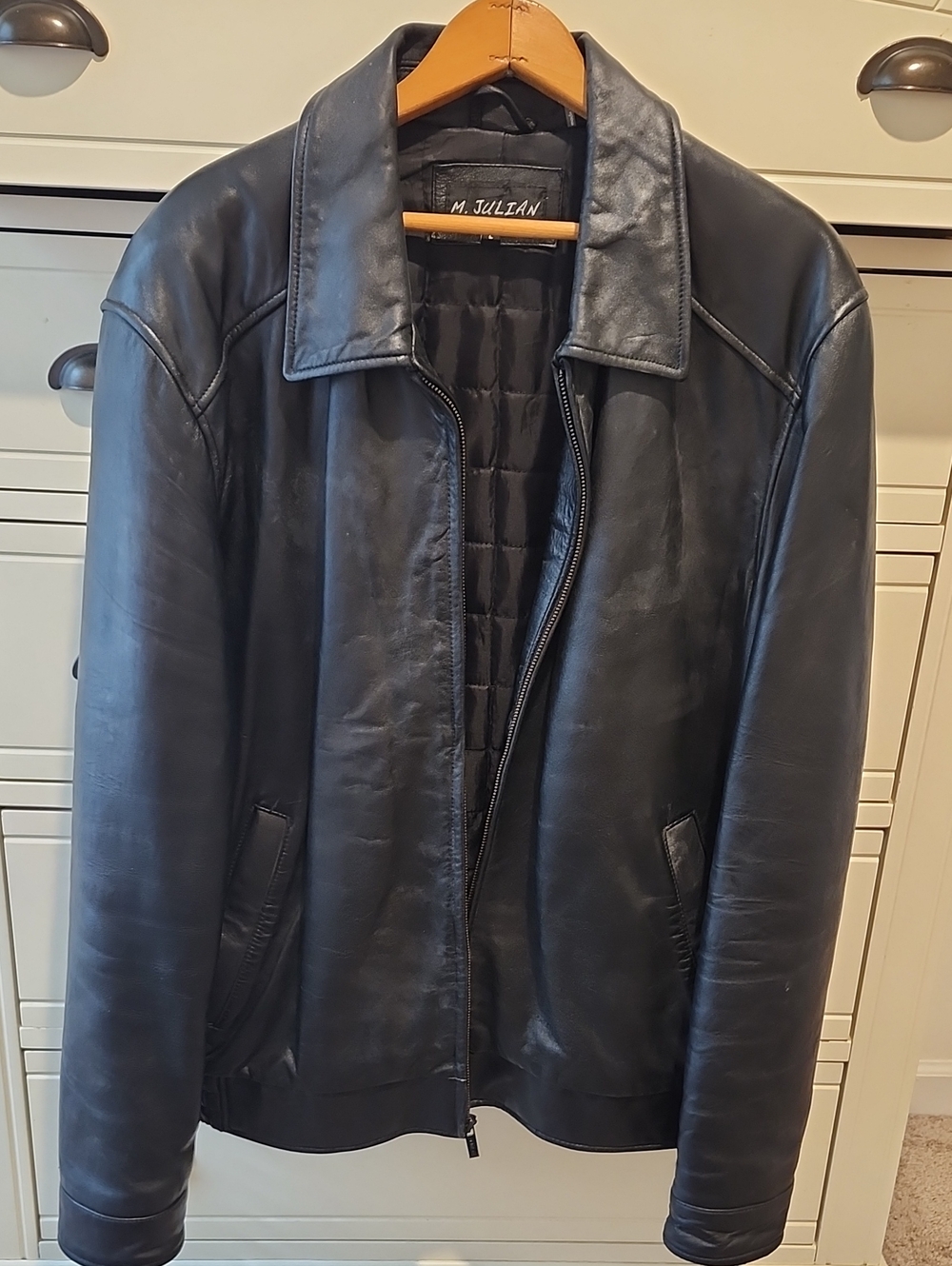 Men's M. Julian Size LARGE Black Leather Jacket